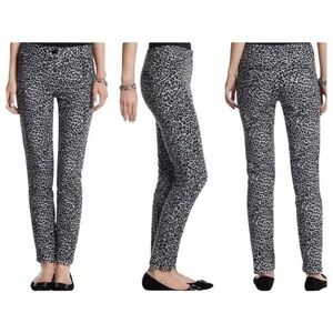 WHBM gray leopard print slim ankle pants